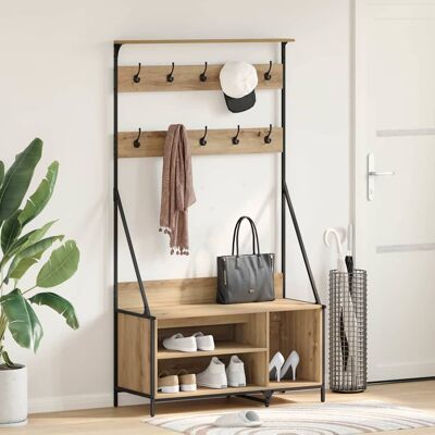vidaXL Kleiderständer Artisan-Eiche 100 x 41 x 184 cm Holzwerkstoff - Braun vidaXL Kleiderständer Artisan-Eiche 100 x 41 x 184 cm Holzwerkstoff - Braun
