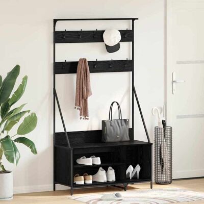 vidaXL Kleiderständer mit Regal Schwarz Eichen-Optik 100 x 41 x 184 cm - Schwarz vidaXL Kleiderständer mit Regal Schwarz Eichen-Optik 100 x 41 x 184 cm - Schwarz