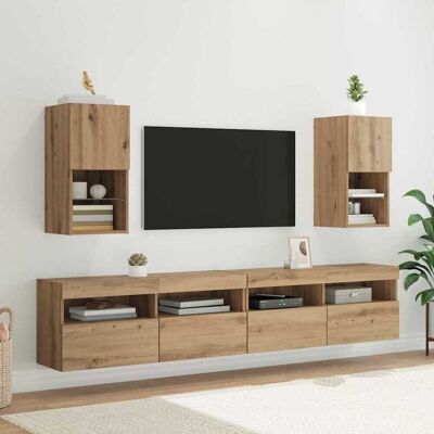 vidaXL Wandmontierte TV-Schränke 2 pcs Artisan-Eiche 30,5 x 30 x 60 cm - Braun vidaXL Wandmontierte TV-Schränke 2 pcs Artisan-Eiche 30,5 x 30 x 60 cm - Braun