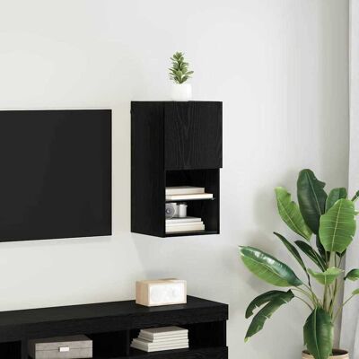 vidaXL Wandmontierter TV-Schrank Schwarz Eichen-Optik Holzwerkstoff - Schwarz vidaXL Wandmontierter TV-Schrank Schwarz Eichen-Optik Holzwerkstoff - Schwarz