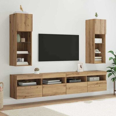vidaXL Wandmontierte TV-Schränke 2 pcs Artisan-Eiche 30,5 x 30 x 90 cm - Braun vidaXL Wandmontierte TV-Schränke 2 pcs Artisan-Eiche 30,5 x 30 x 90 cm - Braun