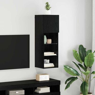 vidaXL Wandmontierter TV-Schrank Schwarz Eichen-Optik Holzwerkstoff - Schwarz vidaXL Wandmontierter TV-Schrank Schwarz Eichen-Optik Holzwerkstoff - Schwarz