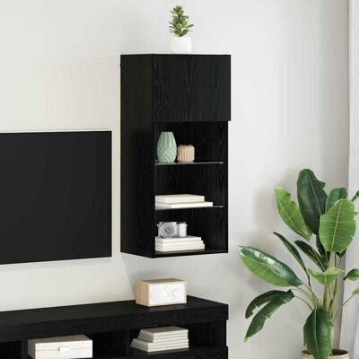 vidaXL Wandmontierter TV-Schrank Schwarz Eichen-Optik Holzwerkstoff - Schwarz vidaXL Wandmontierter TV-Schrank Schwarz Eichen-Optik Holzwerkstoff - Schwarz