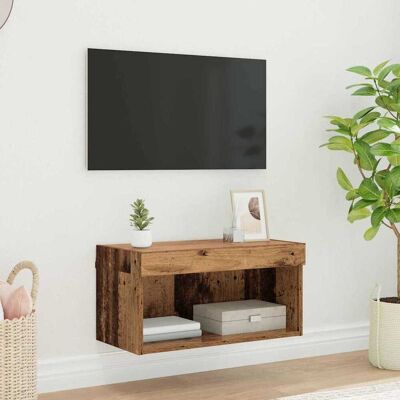 vidaXL TV-Schrankset mit LED Altholz 60 x 30 x 30 cm Holzwerkstoff - Braun vidaXL TV-Schrankset mit LED Altholz 60 x 30 x 30 cm Holzwerkstoff - Braun
