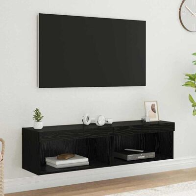 vidaXL TV-Schrankset 2 pcs Schwarz Eichen-Optik 60 x 30 x 30 cm - Schwarz vidaXL TV-Schrankset 2 pcs Schwarz Eichen-Optik 60 x 30 x 30 cm - Schwarz