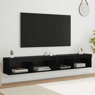 vidaXL TV-Schrankset 2 pcs Schwarz Eichen-Optik 100 x 30 x 30 cm - Schwarz vidaXL TV-Schrankset 2 pcs Schwarz Eichen-Optik 100 x 30 x 30 cm - Schwarz