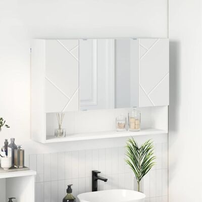 vidaXL Spiegelschrank Wandmontiert Weiß 80 x 17 x 55 cm Holzwerkstoff - Weiß vidaXL Spiegelschrank Wandmontiert Weiß 80 x 17 x 55 cm Holzwerkstoff - Weiß