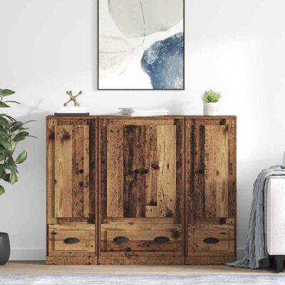 vidaXL Highboard mit Schubladen 3 pcs Altholz Holzwerkstoff - Braun vidaXL Highboard mit Schubladen 3 pcs Altholz Holzwerkstoff - Braun