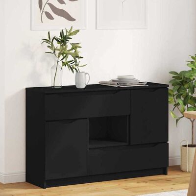 vidaXL Sideboard mit Schubladen Schwarz 100 x 30 x 65,6 Holzwerkstoff - Schwarz vidaXL Sideboard mit Schubladen Schwarz 100 x 30 x 65,6 Holzwerkstoff - Schwarz