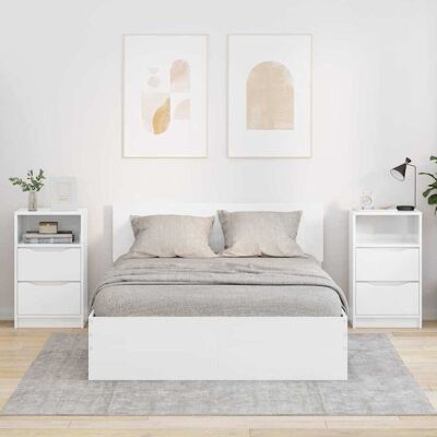 vidaXL Nachttische 2 pcs Hochglanz Weiß 40 x 30 x 467 cm Holzwerkstoff - Weiß vidaXL Nachttische 2 pcs Hochglanz Weiß 40 x 30 x 467 cm Holzwerkstoff - Weiß