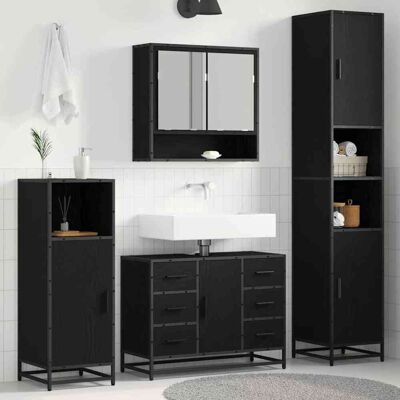 vidaXL Badezimmermöbel-Set 3 pcs Schwarz Eichen-Optik Holzwerkstoff - Schwarz vidaXL Badezimmermöbel-Set 3 pcs Schwarz Eichen-Optik Holzwerkstoff - Schwarz