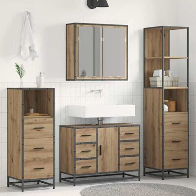 vidaXL Badezimmermöbel Set mit Tür 4 pcs Artisan-Eiche Holzwerkstoff - Braun vidaXL Badezimmermöbel Set mit Tür 4 pcs Artisan-Eiche Holzwerkstoff - Braun