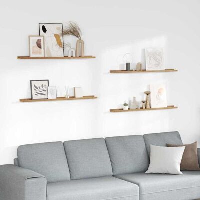 vidaXL Wandregal mit Regal 4 pcs Braun 100 x 9 x 3 cm Holzwerkstoff - Braun vidaXL Wandregal mit Regal 4 pcs Braun 100 x 9 x 3 cm Holzwerkstoff - Braun