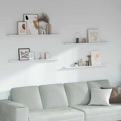vidaXL Wandregal 4 pcs Weiß Marmor 115 x 9 x 3 cm Holzwerkstoff - Weiß vidaXL Wandregal 4 pcs Weiß Marmor 115 x 9 x 3 cm Holzwerkstoff - Weiß