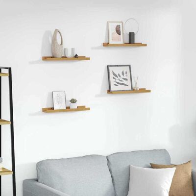 vidaXL Wandregal mit Regal 4 pcs Beige 40 x 9 x 3 cm Holzwerkstoff - Beige vidaXL Wandregal mit Regal 4 pcs Beige 40 x 9 x 3 cm Holzwerkstoff - Beige