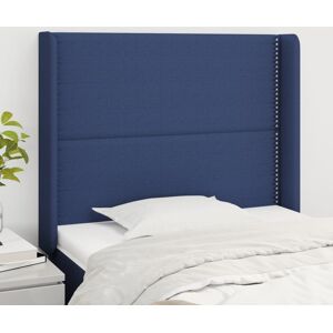 vidaXL Kopfteil mit Ohren Blau 93x16x118/128 cm Stoff - Blau