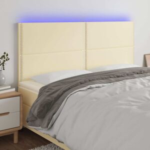 vidaXL LED Kopfteil Creme 160x5x118/128 cm Kunstleder - Creme