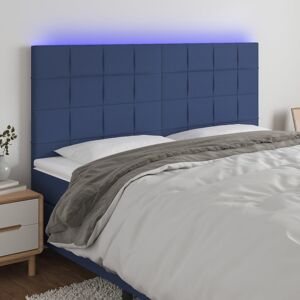 vidaXL LED Kopfteil Blau 180x5x118/128 cm Stoff - Blau