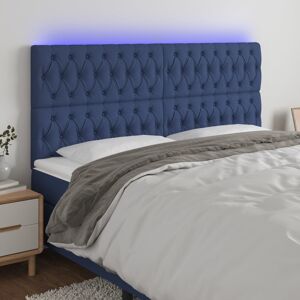 vidaXL LED Kopfteil Blau 180x7x118/128 cm Stoff - Blau