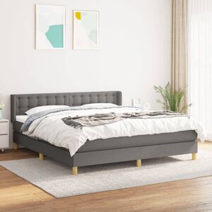 vidaXL Boxspringbett mit Matratze Dunkelgrau 180x200 cm Stoff - Grau