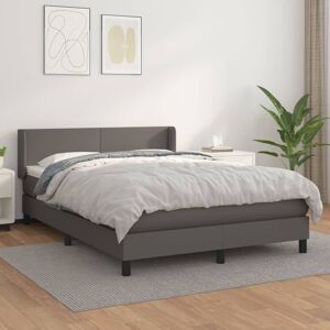 vidaXL Boxspringbett mit Matratze Grau 140x190 cm Kunstleder - Grau