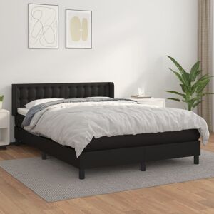 vidaXL Boxspringbett mit Matratze Schwarz 140x200 cm Kunstleder - Schwarz