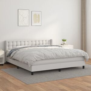 vidaXL Boxspringbett mit Matratze Weiß 180x200 cm Kunstleder - Weiß