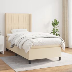 vidaXL Boxspringbett mit Matratze Creme 90x190 cm Stoff - Creme