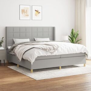 vidaXL Boxspringbett mit Matratze Hellgrau 200x200 cm Stoff - Grau