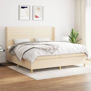 vidaXL Boxspringbett mit Matratze Creme 200x200 cm Stoff - Creme