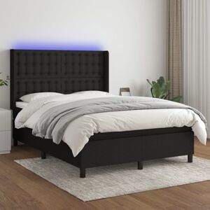 vidaXL Boxspringbett mit Matratze & LED Schwarz 140x190 cm Stoff - Schwarz