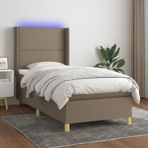 vidaXL Boxspringbett mit Matratze & LED Dunkelbraun 90x200 cm Stoff - Braun