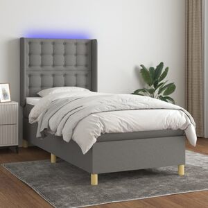 vidaXL Boxspringbett mit Matratze & LED Dunkelgrau 80x200 cm Stoff - Grau