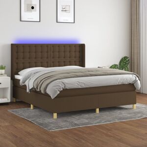 vidaXL Boxspringbett mit Matratze & LED Dunkelbraun 180x200 cm Stoff - Braun