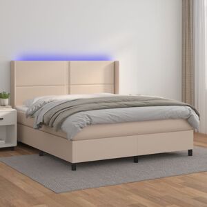 vidaXL Boxspringbett mit Matratze & LED Cappuccino-Braun 180x200cm - Braun