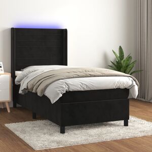 vidaXL Boxspringbett mit Matratze & LED Schwarz 80x200 cm Samt - Schwarz