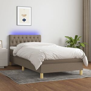 vidaXL Boxspringbett mit Matratze & LED Taupe 90x200 cm Stoff - Taupe