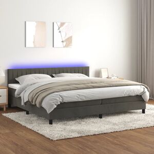 vidaXL Boxspringbett mit Matratze & LED Dunkelgrau 200x200 cm Samt - Grau