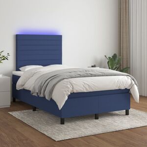 vidaXL Boxspringbett mit Matratze & LED Blau 120x200 cm Stoff - Blau