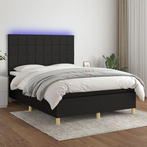 vidaXL Boxspringbett mit Matratze & LED Schwarz 140x190 cm Stoff - Schwarz