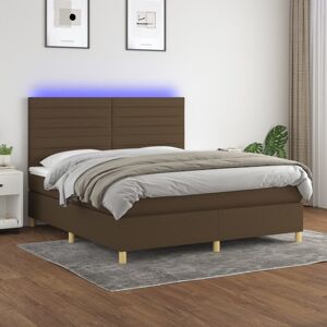 vidaXL Boxspringbett mit Matratze & LED Dunkelbraun 160x200 cm Stoff - Braun