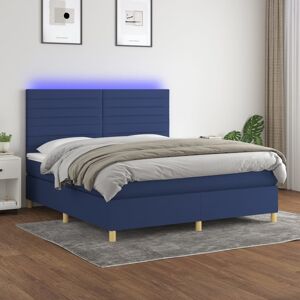 vidaXL Boxspringbett mit Matratze & LED Blau 180x200 cm Stoff - Blau