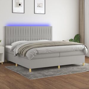 vidaXL Boxspringbett mit Matratze & LED Hellgrau 200x200 cm Stoff - Grau