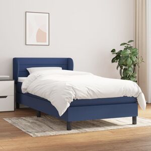 vidaXL Boxspringbett mit Matratze Blau 90x200 cm Stoff - Blau