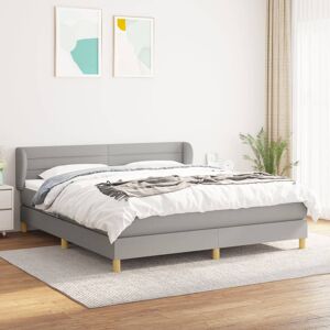 vidaXL Boxspringbett mit Matratze Hellgrau 180x200 cm Stoff - Grau