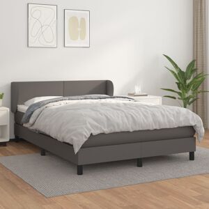 vidaXL Boxspringbett mit Matratze Grau 140x200 cm Kunstleder - Grau