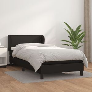 vidaXL Boxspringbett mit Matratze Schwarz 90x200 cm Kunstleder - Schwarz