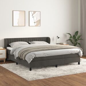 vidaXL Boxspringbett mit Matratze Dunkelgrau 180x200 cm Samt - Grau