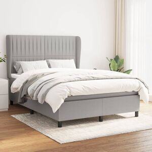 vidaXL Boxspringbett mit Matratze Hellgrau 140x190 cm Stoff - Grau