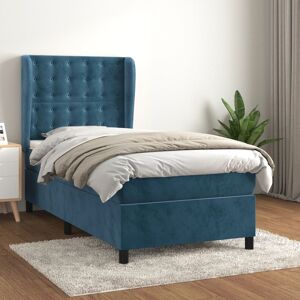 vidaXL Boxspringbett mit Matratze Dunkelblau 100x200 cm Samt - Blau